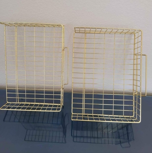 2 Gold Letter Tray Office Organizers - Stackable - Picture 2 of 5